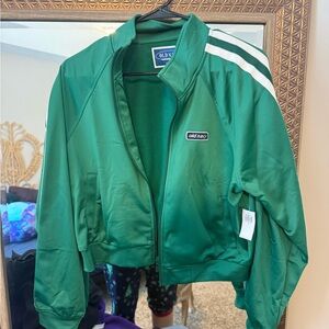 Old Navy Green Bomber Jacket with White Stripes